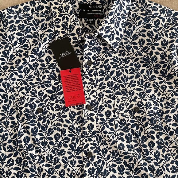 Murano Other - Murano blue and white floral short sleeve button down shirt - large